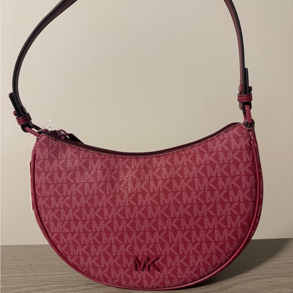 Michael Kors Small Pouchette shoulder crossbody bag in Mulberry (Burgundy) - Picture 10 of 11